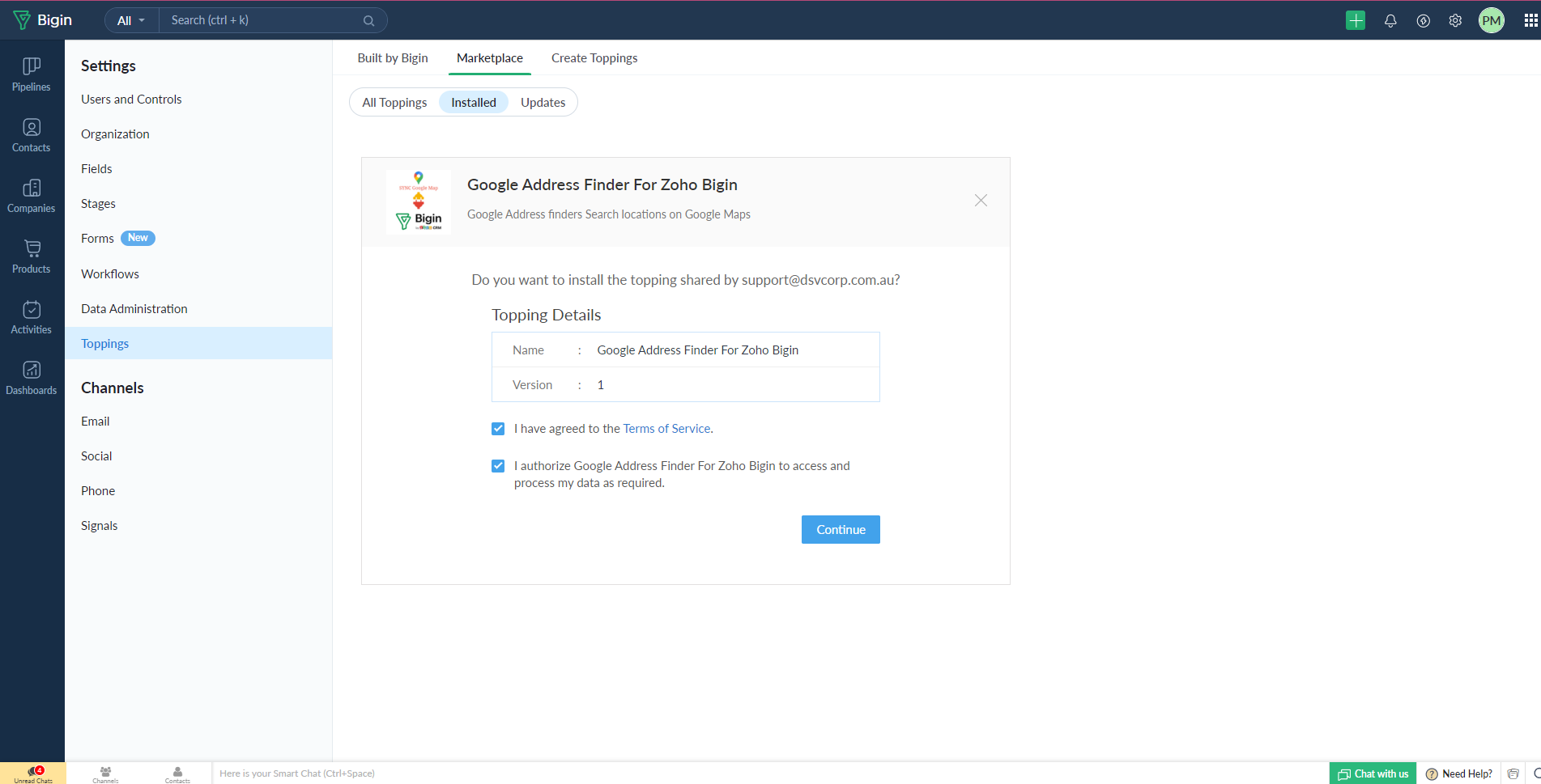 Zoho_Bigin_Google_Address_Finder_Screenshot-1