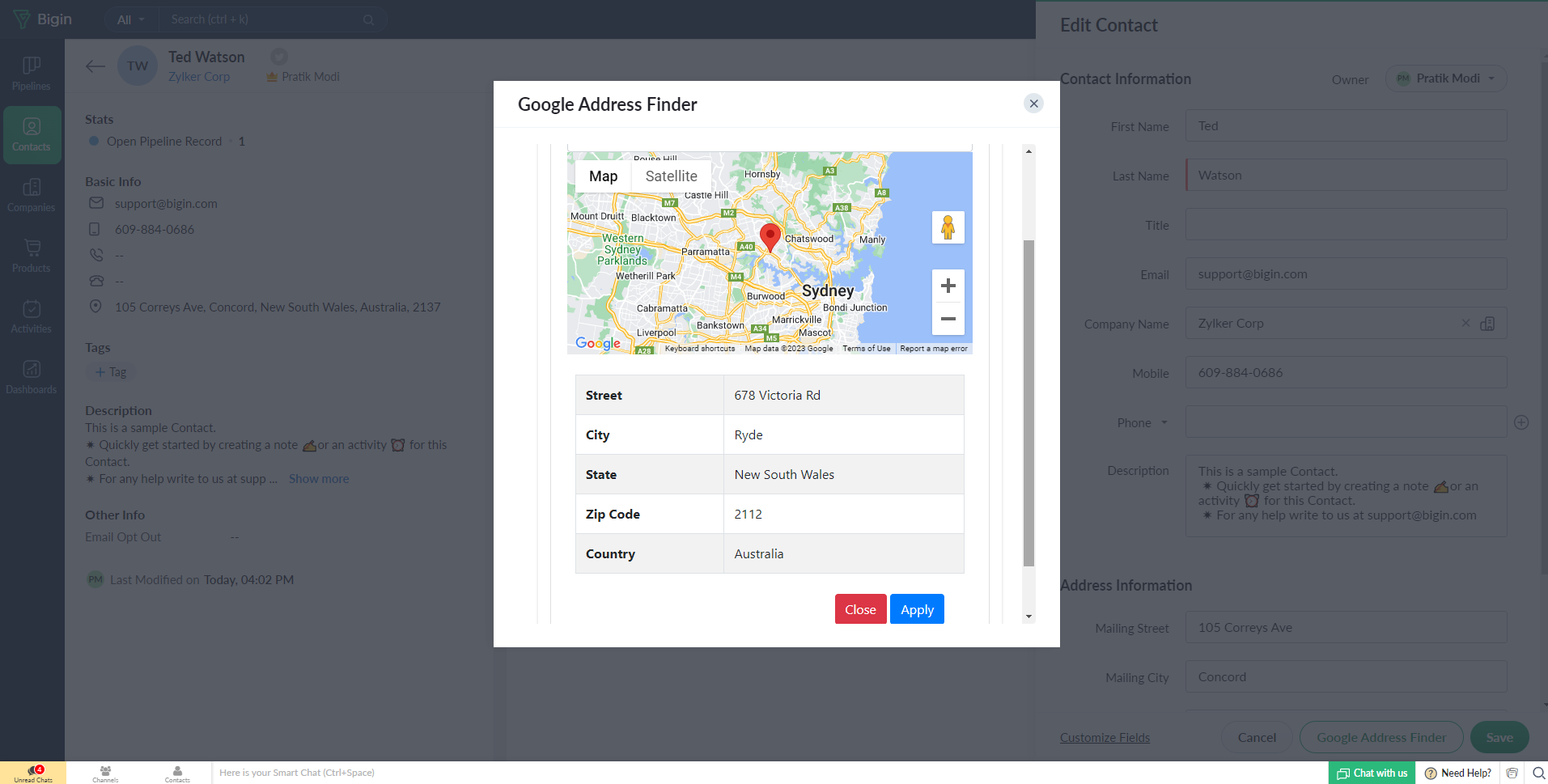Zoho_Bigin_Google_Address_Finder_Screenshot-4